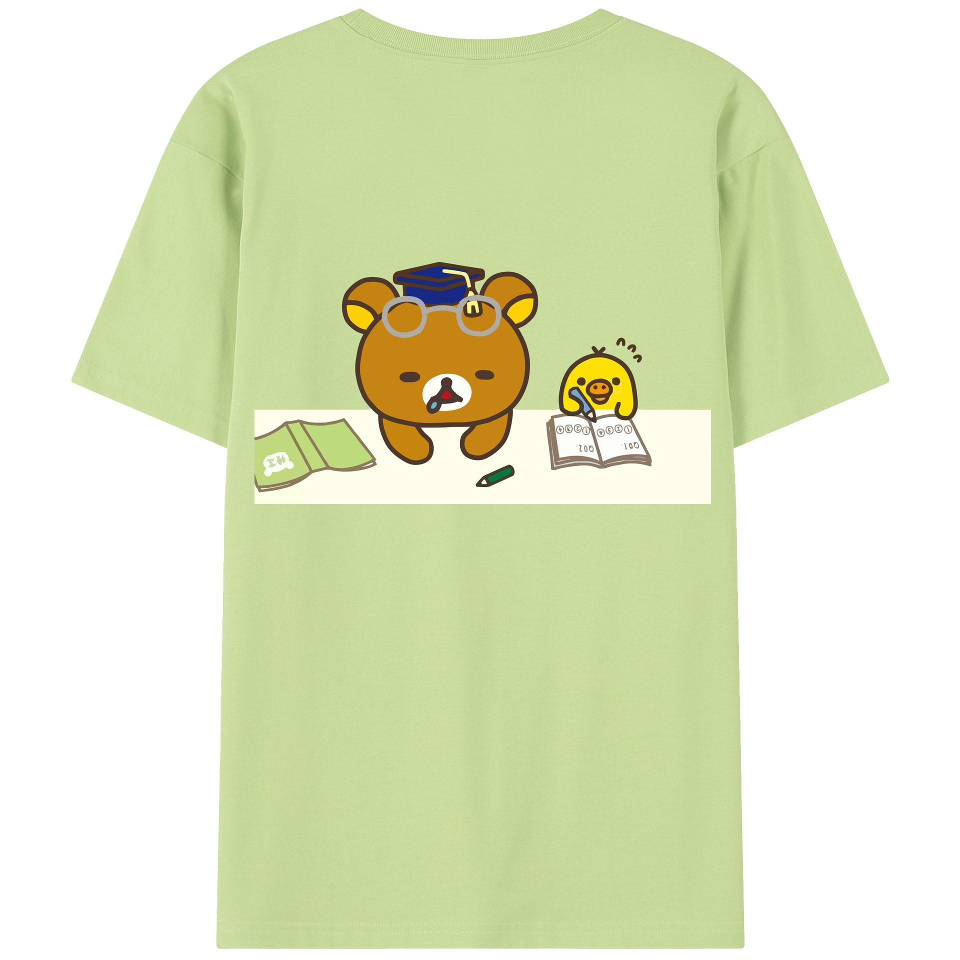 （画像用） リラックマ リラックマ キイロイトリ Rilakkuma Korilakkuma Kiiroitori 綿100％半袖Tシャツ（背面プリント）